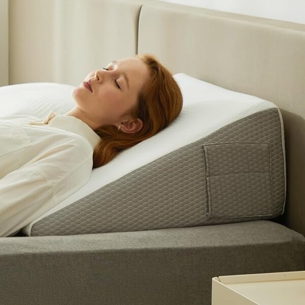 8" Wedge Pillow – Cooling Memory Foam for Back, Neck, Leg Support, Acid Reflux Relief