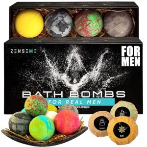 Bath Bombs for Men – 8-Pack Organic, Essential Oils, Gift Set for Boyfriend, Husband