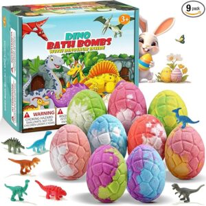 Dinosaur Bath Bombs for Kids – 9-Pack with Toys Inside, Natural & Organic, Perfect Gift for Kids (Ages 3-12)