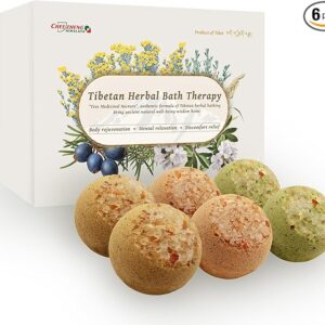 Himalaya Tibetan Herbal Bath Bomb Set – 6 Bath Bombs with Medicinal Nectars, Relaxing & Skin-Nourishing