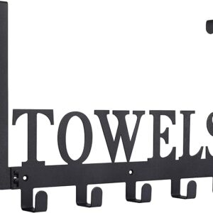 Over The Door Hooks – Towel Holder for Bathroom, Bedroom, Kitchen & Pool, Black Metal