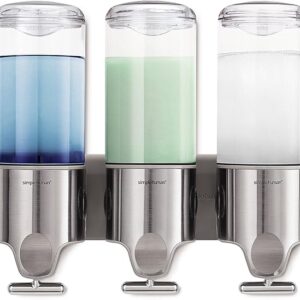 simplehuman Triple Wall Mount Shower Pump – 3 x 15 fl. oz. Dispensers, Stainless Steel