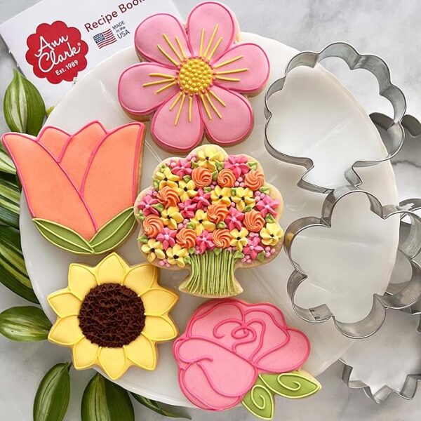 5-Piece Mother's Day Flower Cookie Cutter Set – Flower, Rose, Sunflower, Tulip, Bouquet