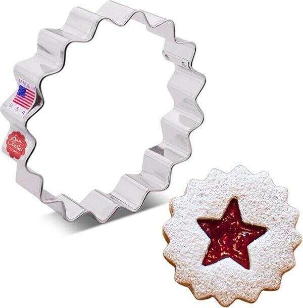 Fluted Circle Linzer Cookie Cutter, 4" Made in USA by Ann Clark