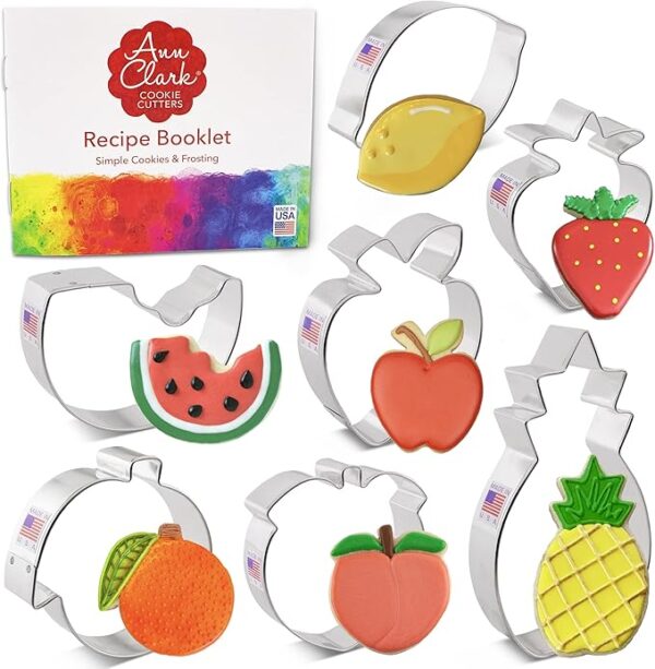 7-Piece Fruit Basket Cookie Cutters Set – Lemon, Peach, Pineapple, Watermelon, Orange, Strawberry, Apple