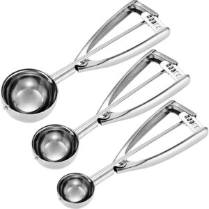 Cookie Scoop Set – 3-Piece Stainless Steel (1 Tbsp, 2 Tbsp, 3 Tbsp) for Dough, Ice Cream & More