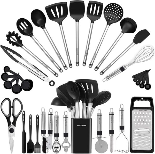 33-Piece Silicone Kitchen Utensil Set – Tools & Spoons for Nonstick Cookware