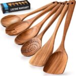 6-Piece Wooden Cooking Spoons – Heat-Resistant Teak Utensils