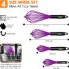 4-Piece Silicone Whisk Set – Purple Balloon Whisks with Non-Slip Handles - Image 3