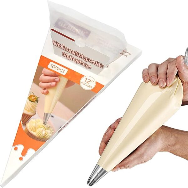 12-Inch Disposable Piping Bags (100PCS) for Cake & Cookie Decorating, Anti-Burst Frosting Bags