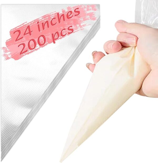 24" Extra Large Piping Bags – 200pcs Disposable Anti-Burst Bags for Cake & Cookie Decorating