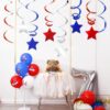 Red, Blue & Silver Star Swirl Decorations – 42-Pack Patriotic Foil Streamers - Image 2