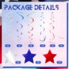 Red, Blue & Silver Star Swirl Decorations – 42-Pack Patriotic Foil Streamers - Image 3