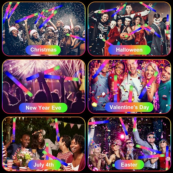 118PCS Foam Glow Sticks – 3-Mode Flashing Light-Up Party Sticks for Weddings, Concerts & Holidays - Image 4