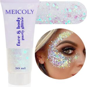 Clear White Body Glitter Gel – Sparkly Face & Hair Glitter for Kids, Women & Festivals