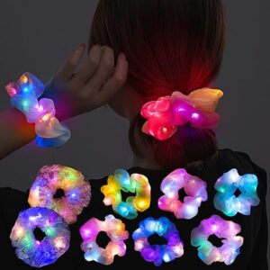 8 Pcs LED Scrunchies – Light-Up Hair Ties with Multi Light Modes for Rave & Party Accessories