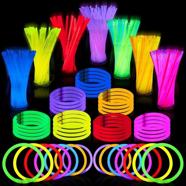 100 Pcs 8" Glowsticks – Bracelets & Necklaces for Party Favors, Holidays & Events