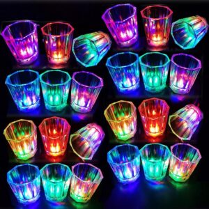Set of 24 LED Light-Up Shot Glasses – Glow in the Dark Party Favors for Weddings & Birthdays