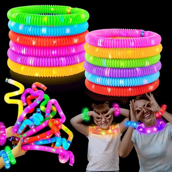 12PCS Glow Sticks Party Favors – Light-Up Necklaces & Bracelets for Kids, Neon Decorations for Parties