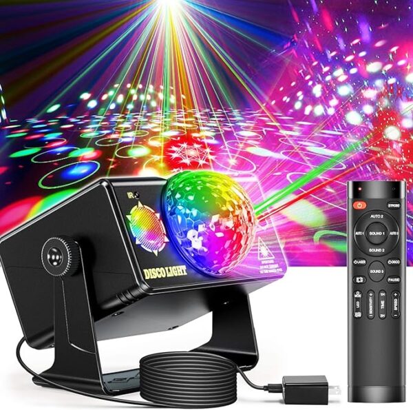 RGB Party Disco Light – 3-Lens Sound-Activated DJ Strobe for Home, Parties, and Holiday Decor
