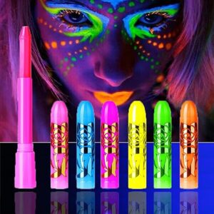 Glow-in-the-Dark Face & Body Paint Crayons – Neon Fluorescent Makeup for Halloween & Glow Parties