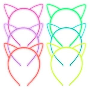 6-Color Glow-in-the-Dark Cat Headbands – Light-Up Hair Bands for Girls, Parties & Holidays