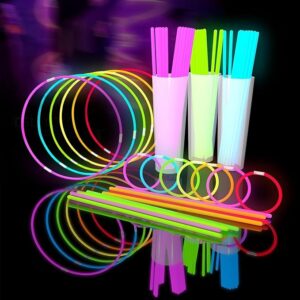 Glow Fever 209PCS Glow Sticks – 100 8" Sticks & 109 Accessories with Connectors for Parties & Festivals