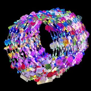 50PCS LED Flower Crowns – Light-Up Headbands for Women, Weddings & Parties
