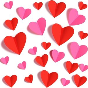 Valentine's Day Wall Decals – 60 Pcs Red & Pink 3D Heart Stickers for Wedding, Anniversary & Home Decor
