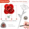 Valentines Day Gift Rose, Long Stem Rose Made from 24K Gold Dipped Real Rose Gift for her Rose(Red with Crystal Vase) - Image 2