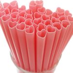 100pcs Heart Shaped Pink Straws – Disposable, Individually Wrapped for Galentine’s, Parties & Weddings