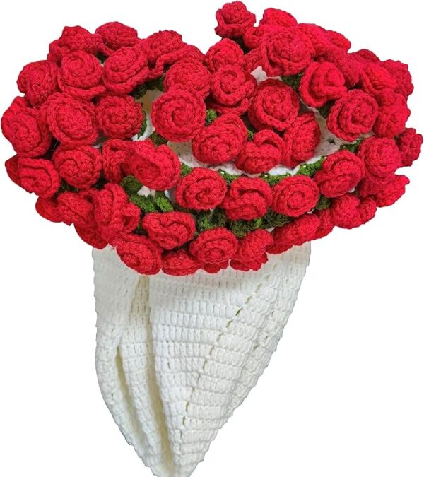Round Crochet Flower Blanket – 31.5" Handmade Rose Red Blanket for Valentine’s, Weddings & Photo Shoots