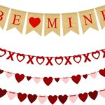 4Pcs Valentine’s Day Set – BE MINE, Love Heart, & XO Garlands for Home, Office, & Party Decor