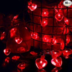 14.7ft 40LED Heart String Lights – Battery Operated Garland for Valentine’s & Mother’s Day Decor