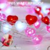 Valentine Heart String Lights – 10 ft 40 LED Red, White & Pink Lights with Timer for Indoor/Outdoor Decor - Image 2