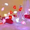 Valentine Heart String Lights – 10 ft 40 LED Red, White & Pink Lights with Timer for Indoor/Outdoor Decor - Image 3