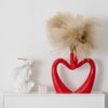 Red Heart Ceramic Vases – Set of 2 Modern Table or Wedding Decor (11.8" x 9.8") - Image 2