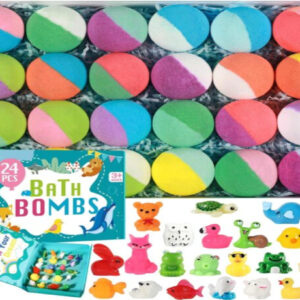 Kids Bath Bombs with Surprise Toys – 24-Pack Natural Bubble Fizzies