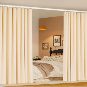 Freestanding Room Divider with Tension Rods, Adjustable 4–10ft(H) x 28–70in(W), No Drilling, White