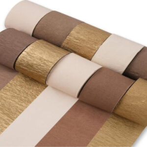 Crepe Paper Streamers – 10 Rolls (820ft), Gold, White Sand & Brown for Party, Birthday & Wedding Decor
