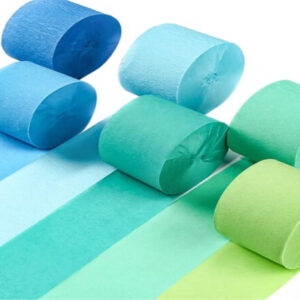 Crepe Paper Streamers, 6 Rolls, 492 ft, Blue, Pastel Blue, Green, Lime for Party Decorations