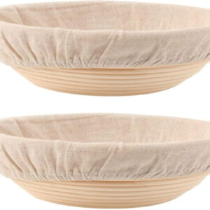 Bread Proofing Basket Set – 2 Round 8.5" Baskets with Liners