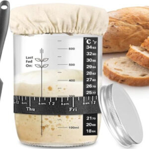 Sourdough Starter Kit – Includes Feeding Band, Thermometer, Cloth Cover & Lid