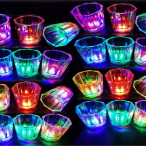 Set of 24 LED Light-Up Shot Glasses – Glow in the Dark Party Favors for Weddings & Birthdays