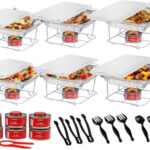 6-Pack Disposable Chafing Dish Set – Half-Size Buffet Warmers with 6hr Fuel Cans & Trays