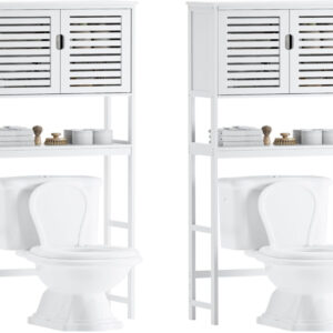 Over-The-Toilet Bamboo Storage Cabinet, White