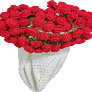 Round Crochet Flower Blanket – 31.5" Handmade Rose Red Blanket for Valentine’s, Weddings & Photo Shoots