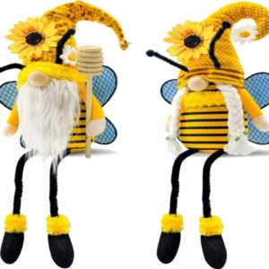 Spring Bee Gnome Plush – Sunflower & Honey Bumble Bee Decor