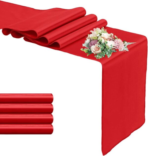 5-Pack Red Satin Table Runner – 12"x108" for Weddings, Parties & Banquets