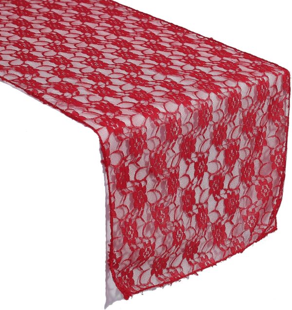 10-Pack Red Floral Lace Table Runners – 12"x108" for Events